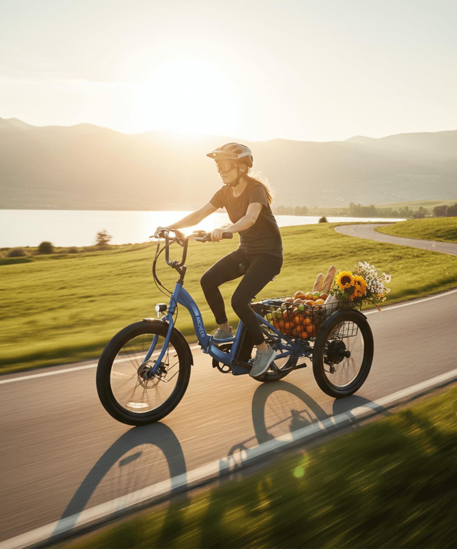 ANCHEER Electric Tricycle for Adults, Peak 600W Folding Electric Trike, 24" 499Wh Ebike for Seniors, 15.5MPH Electric Bike, Removable Battery, 3 Wheel, LCD, Rear Differential, Basket