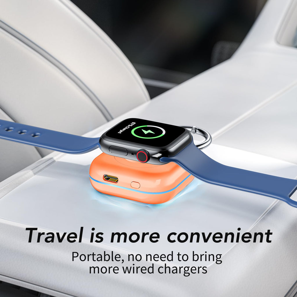 HUOTO Portable Charger for Apple Watch,Wireless Magnetic iWatch Charger 1200mAh Power Bank Travel Keychain Accessories Smart Chargers for Apple Watch Series 11/10/9/8/7/6/SE/5/4/3/2/1/UItra/UItra 2