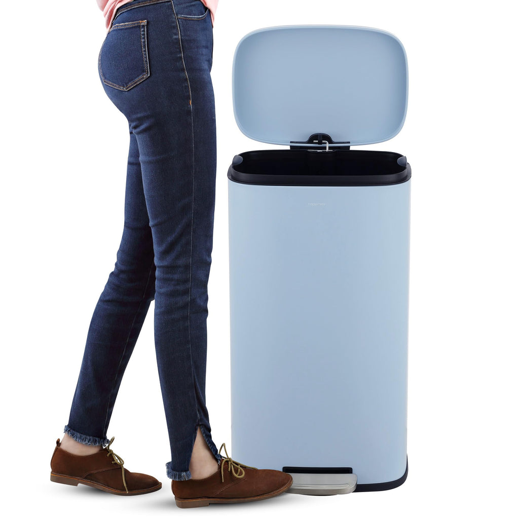 happimess HPM1006B Connor Rectangular 13-Gallon Trash Can with Soft-Close Lid and Free Mini Trash Can, Fingerprint Resistant, Modern, Minimalistic for Home, Kitchen, Office, Bathroom, Black
