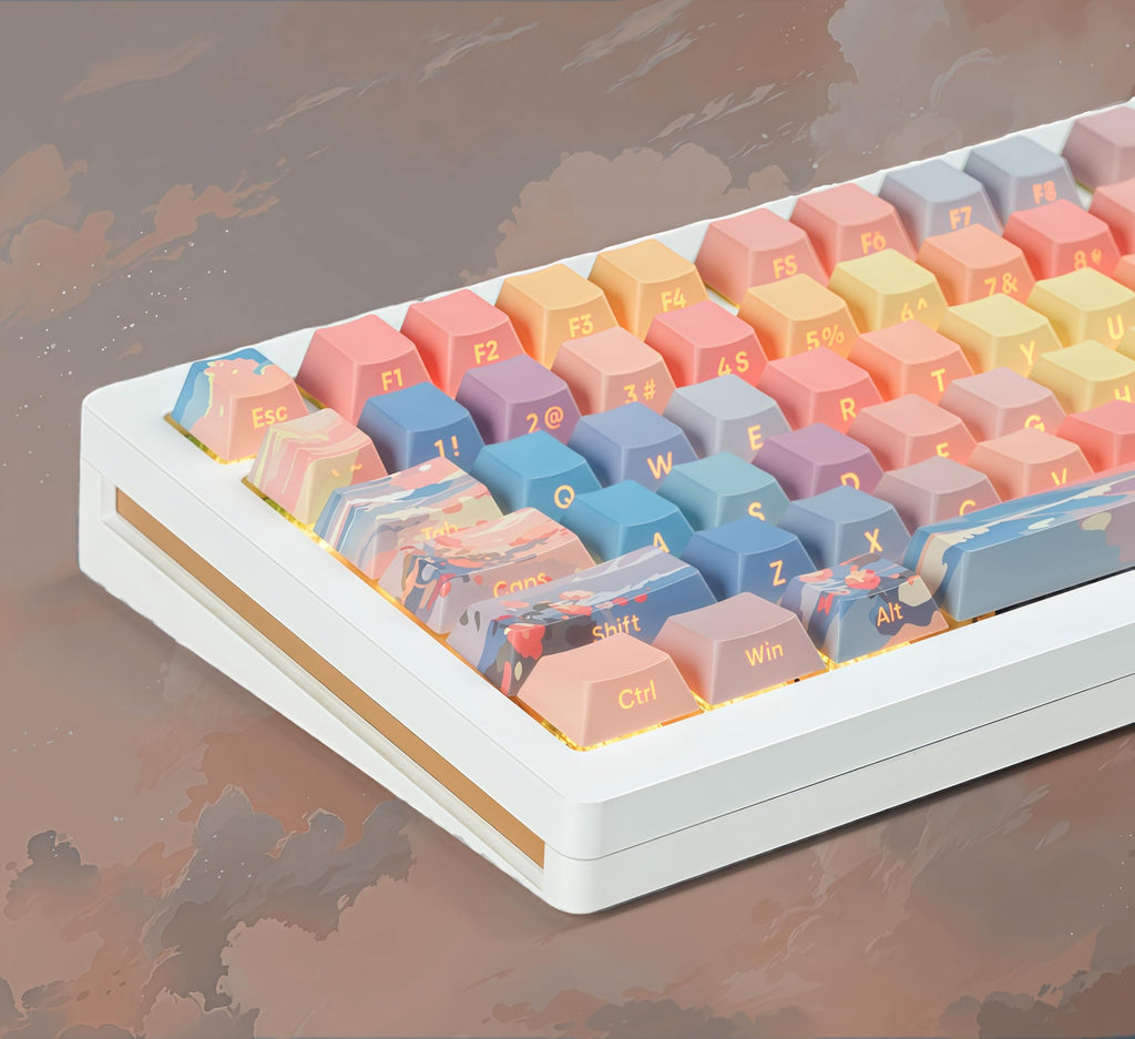 dagaladoo Black Topographic keycaps Double Shot PBT keycaps Shine Through Keyboard Keys Side Printed Key caps Cherry Profile Custom keycap Set for100%, 75%, 65%, 60% US Layout Mechanical Keyboard