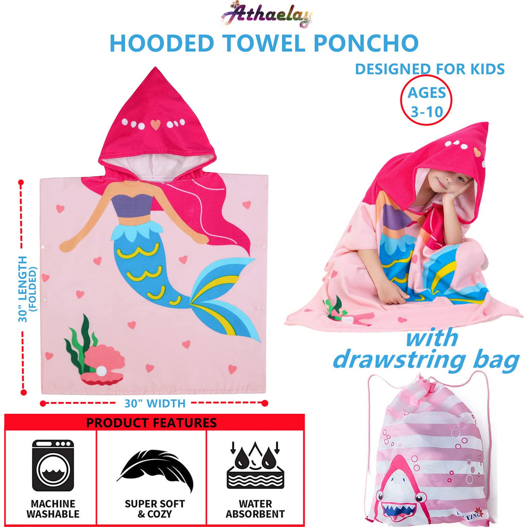 Soft Microfiber Swim Cover-ups for 3 to 10 Years Old Kids Hooded Bath Beach Poncho Towels (Alligator, Fits 3-10 Years)