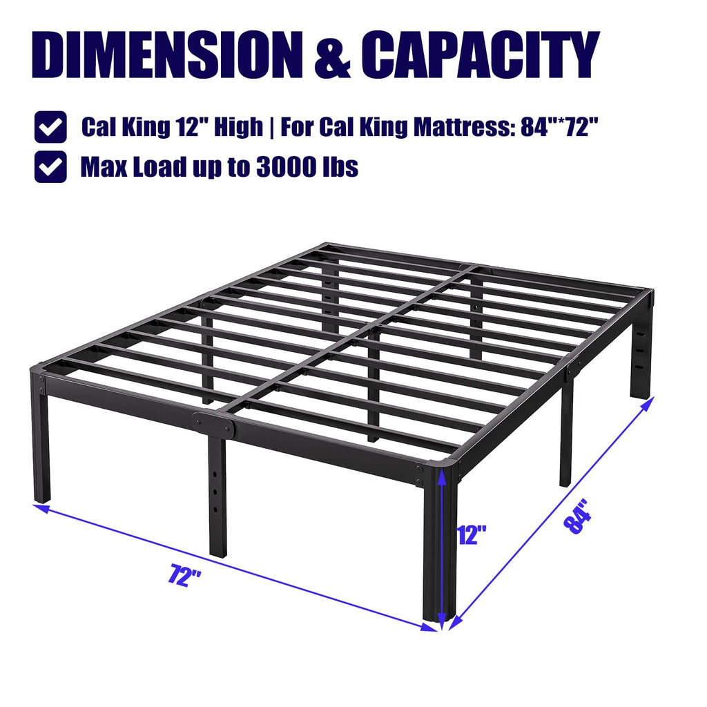 Hunlostten 16" Heavy Duty Twin Bed Frame No Box Spring Needed, Metal Platform Bed Frame Twin with Round Corners, Easy Assembly, Noise Free, Black