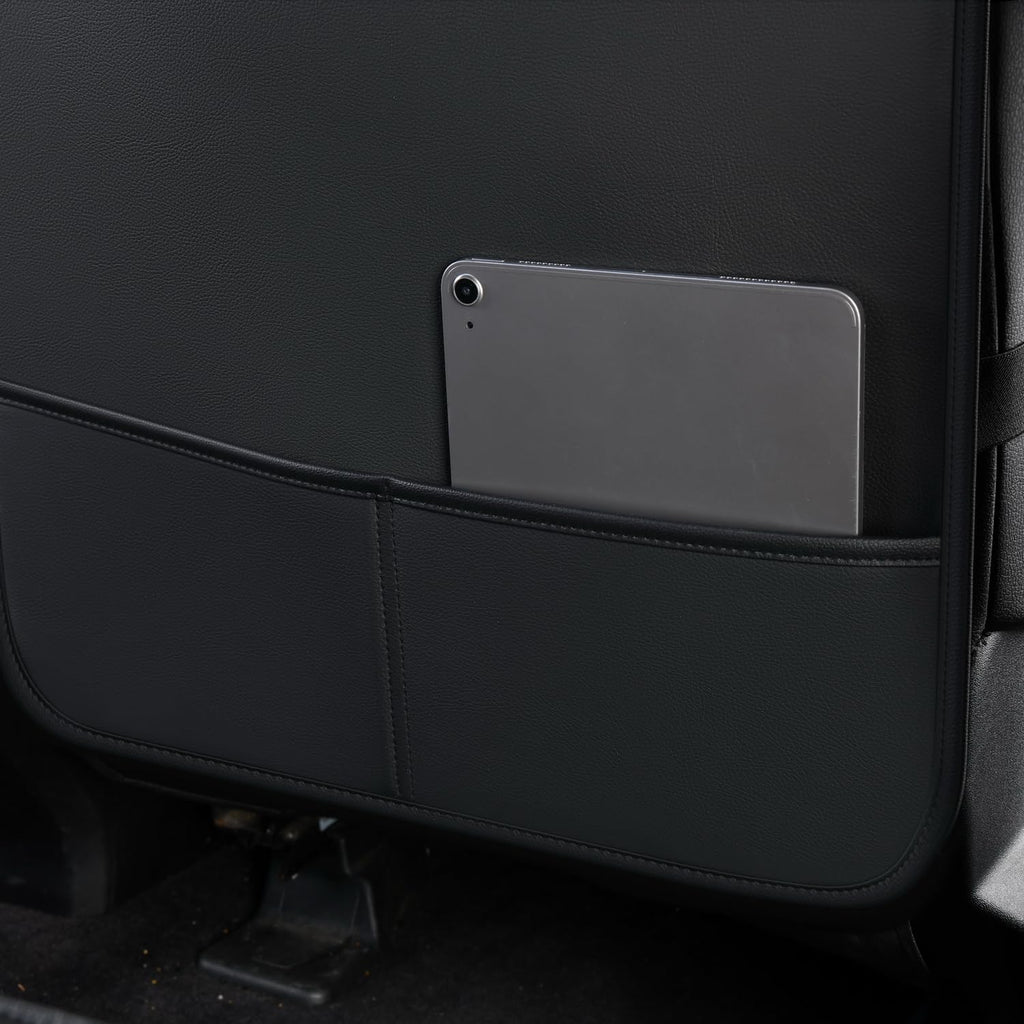 RISINGSTAR Silverado Sierra Front Seat Covers Faux Leather, Fit for 2007-2026 Chevy Silverado GMC Sierra 1500/2500HD/3500HD Crew Double Regular Cab(Front Pair, Black 2 pcs)
