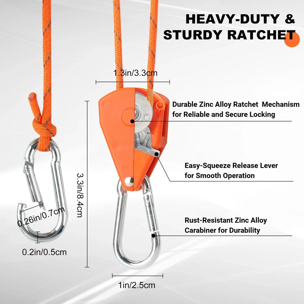 Longer 14ft Retractable Paracord Rope Tie Down Ratchet Strap Small Straps Mini Rope Cam Lock Tent Canopy Tie Down Adjustable Outdoor Windproof Tightener Tensioner Hanger Grow Light 4 Pack 1/8"