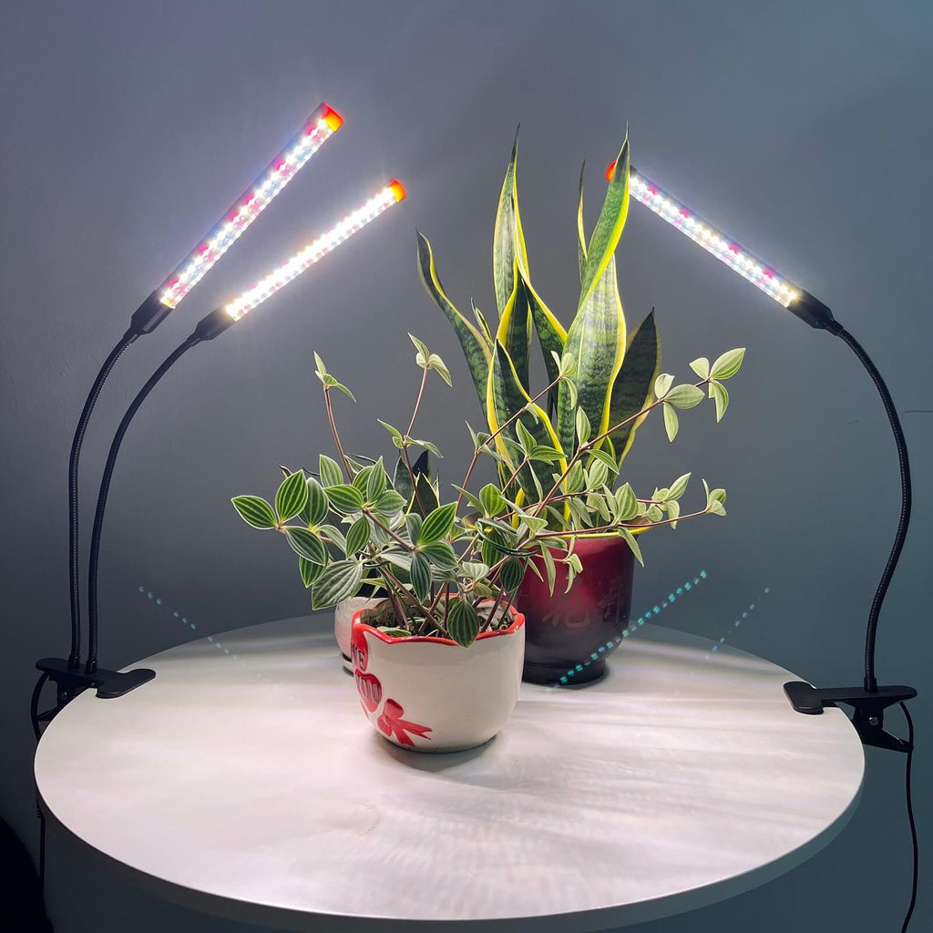 2Pack Small Clip Grow Lights for Indoor Plants, Bonsai, Mini Full Spectrum Pot Plant Grow Light, 4/8/12/16/20H Timer, 9 Watt Power Draw, NO Need Adapter