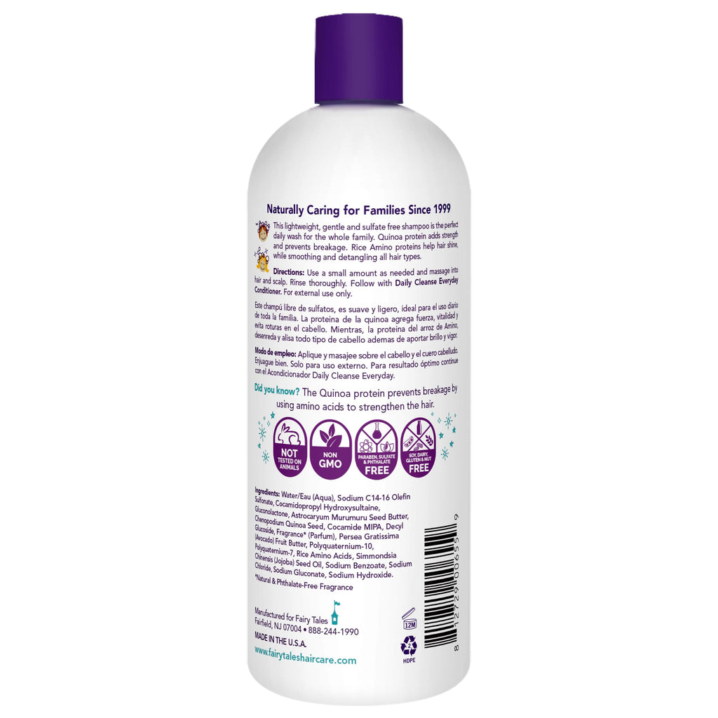 Fairy Tales Daily Cleanse Everyday Kids Shampoo - Gentle Natural Defining Shampoo, Tangle Free, Moisturizing and Hydrating Formula, Clean and Natural Ingredients -Paraben Free - 12 oz.