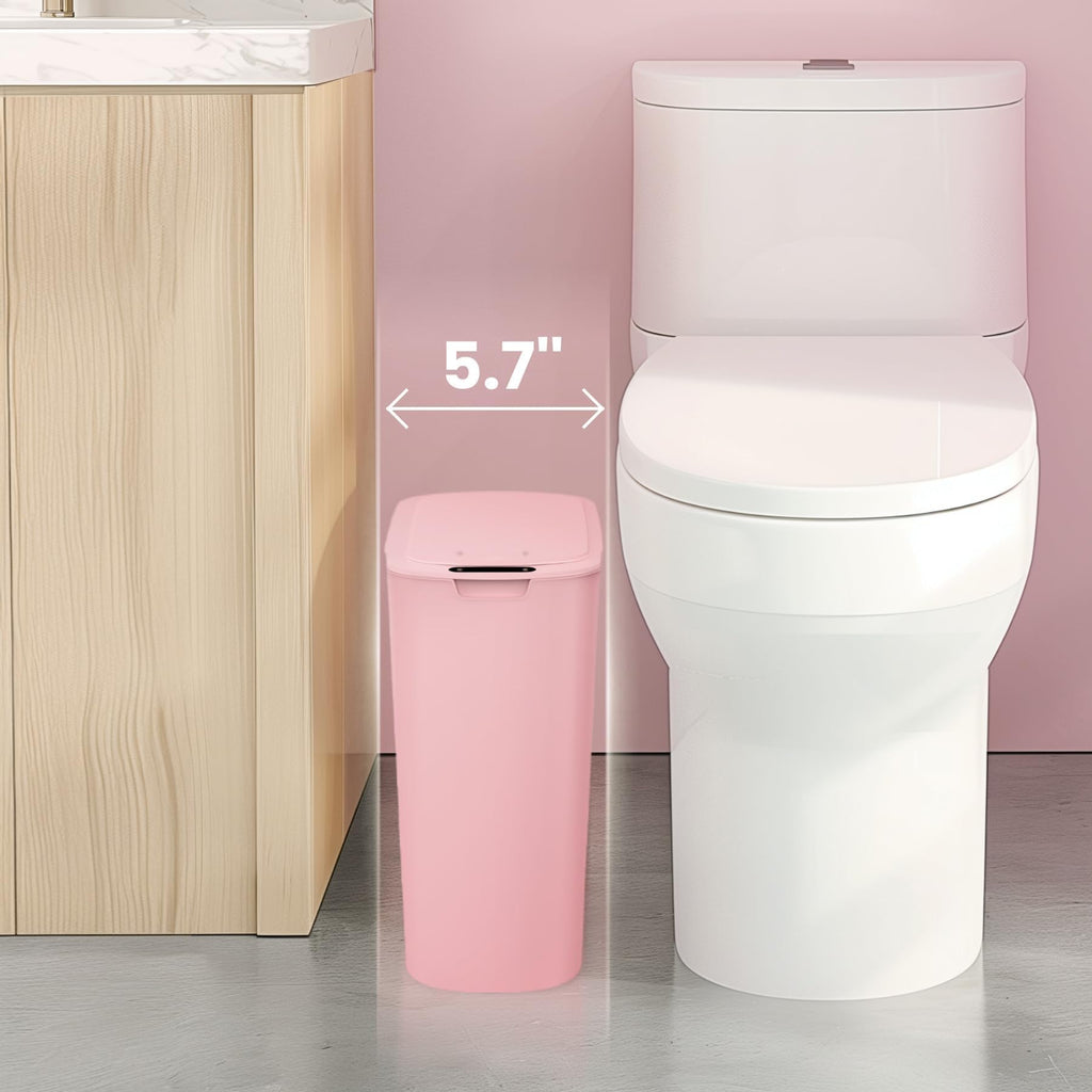 Cesun Automatic Motion Sensor Black Bathroom Trash Can with Lid, 2.6 Gallon Touchless Trash Bin, Smart Plastic Slim Garbage Can Small Wastebasket for Toilet, Office, rv, Bedroom, Living Room