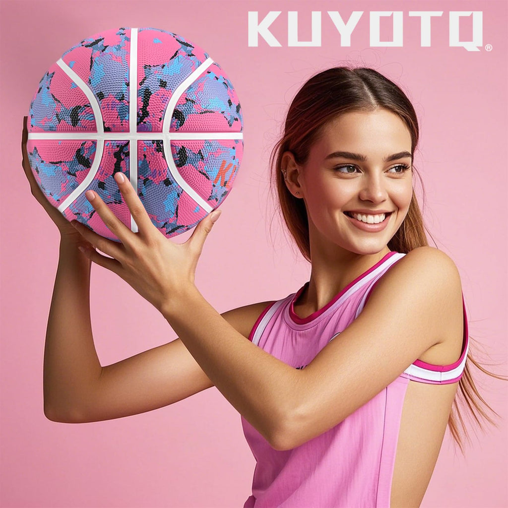 KUYOTQ Kids Youth Adult Size 3/4/5/6/7 (22/25.5/27.5/28.5/29.5") Basketball Premium Rubber or Faux Leather Basketball Indoor Outdoor Basketball for Boys Girls Womens Mens Basketball Gifts (Deflated)