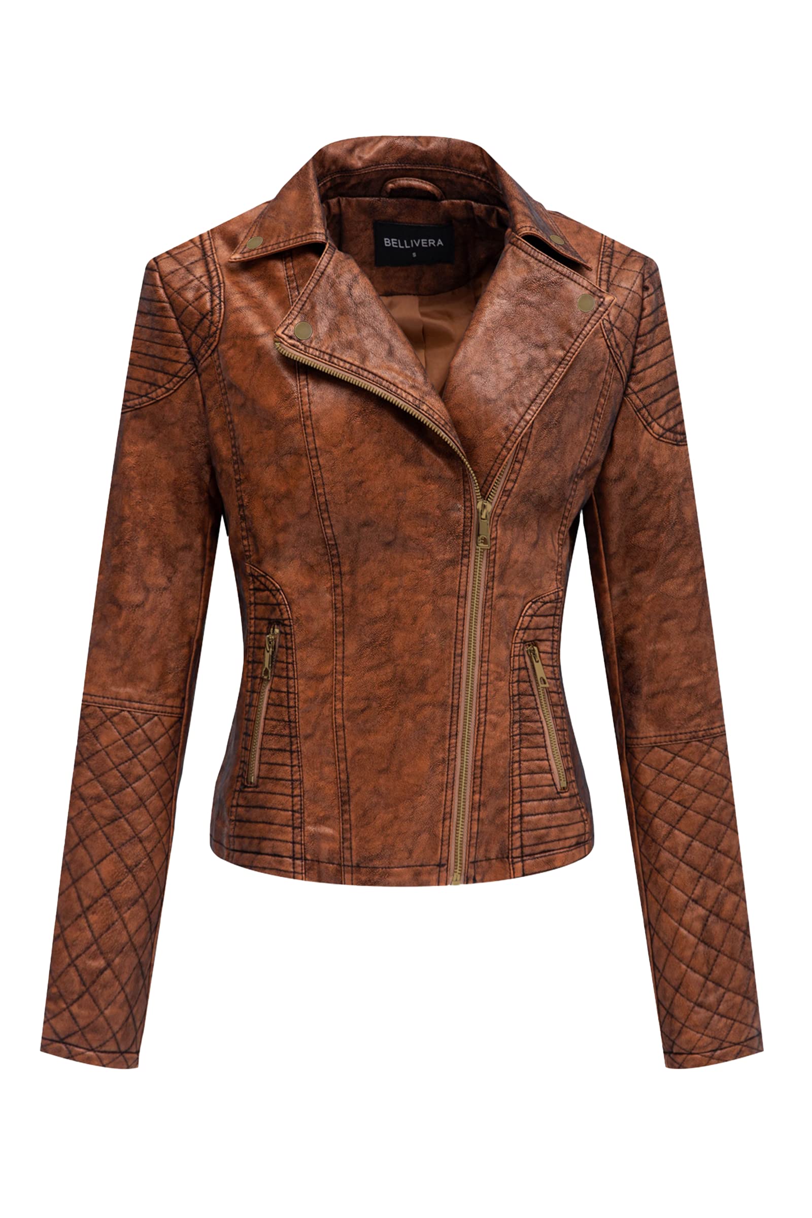 Bellivera Women's Faux Leather Casual Jacket 2026 Spring Trendy Motorcycle Outfits Lightweight Classic Coat