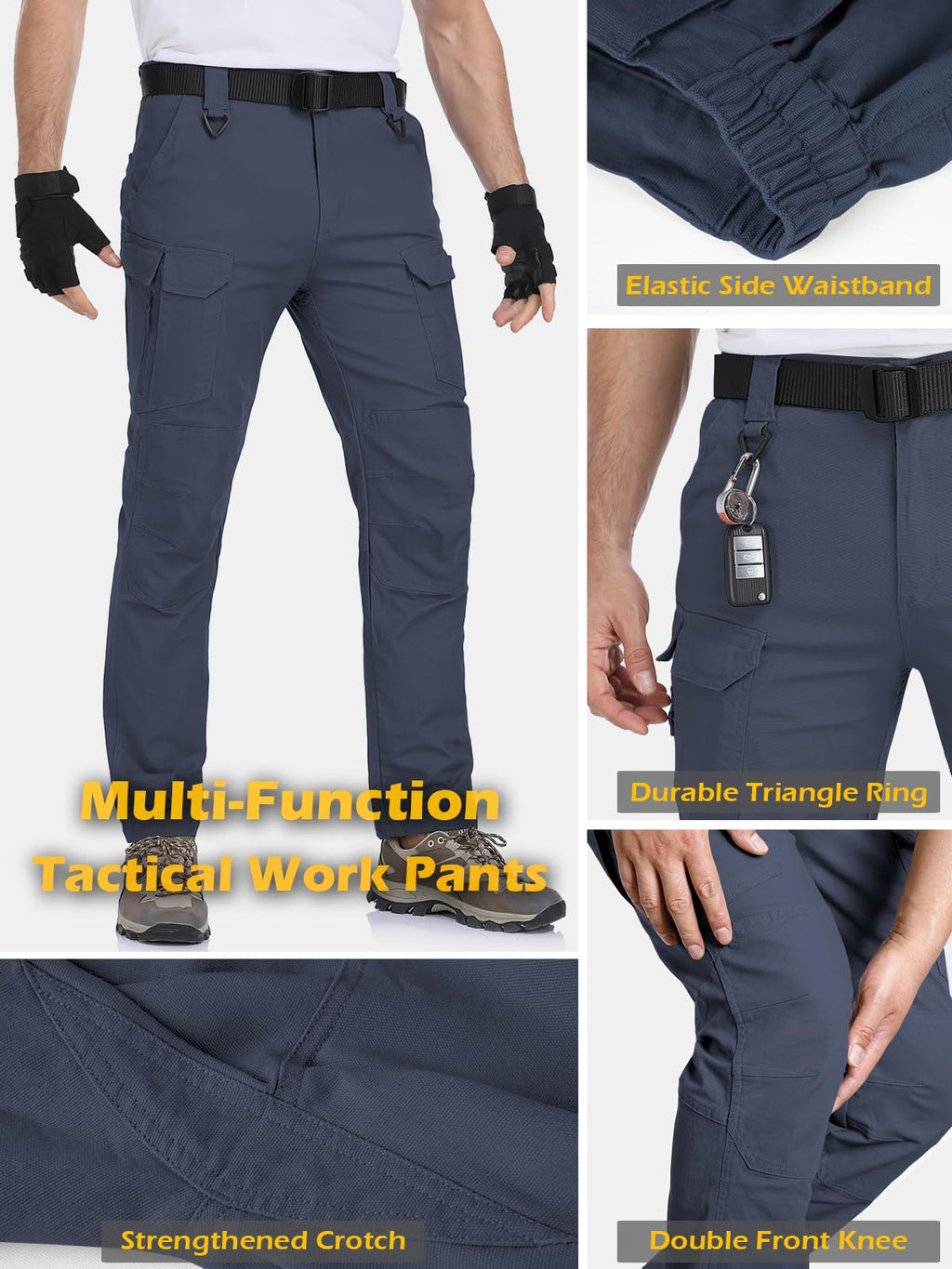 MANSDOUR Men's Cotton Hiking Tactical Pants Lightweight Stretch Military Combat Cargo Work Pants