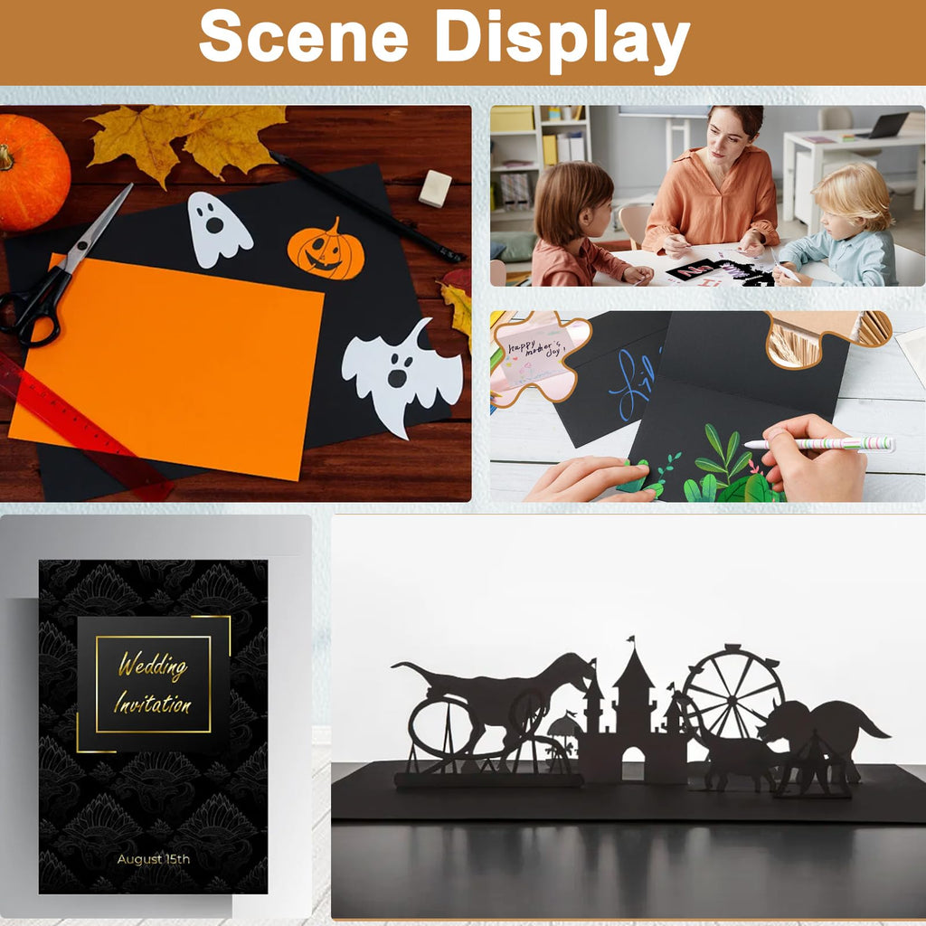 Silunkia 28 Sheets Black Cardstock 8.5 x 11 for Halloween, 250gsm/92lb Heavyweight Black Paper Card Stock for DIY Cards, Scrapbooking, Greeting Cards, Invitations, Party