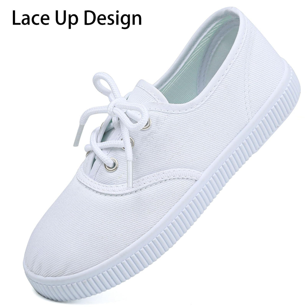 Boy's Girl's Kids White Canvas Shoes for Kids Slip-On Lightweight Sneakers Casual Skin-Friendly Walking Running Shoes(Toddler/Little Kids/Big Kids)