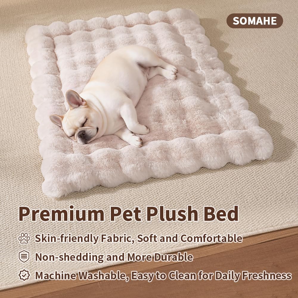SOMAHE Cat Bed Mat, Soft Plush Faux Fur Kneading Pet Bed, Machine Washable Cat Sleeping Pad for Indoor Cats & Kittens, Non-Slip Fluffy Cat Rug for Couch Sofa Floor, 23x15 Inch Grey