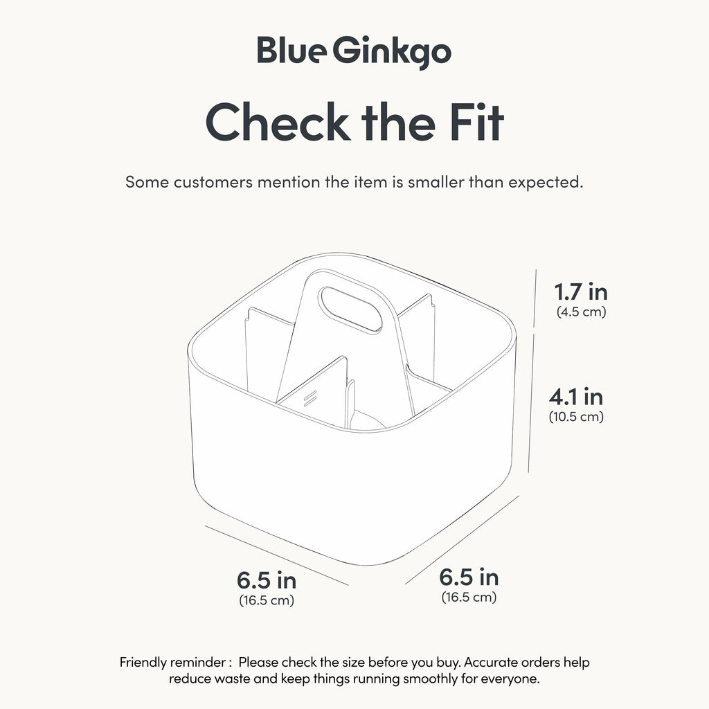 BLUE GINKGO Stackable Organizer Caddy – Korean-Made Portable Tote for Bathroom, Office, Crafts, or School Supplies (Long Rectangle, Blue)