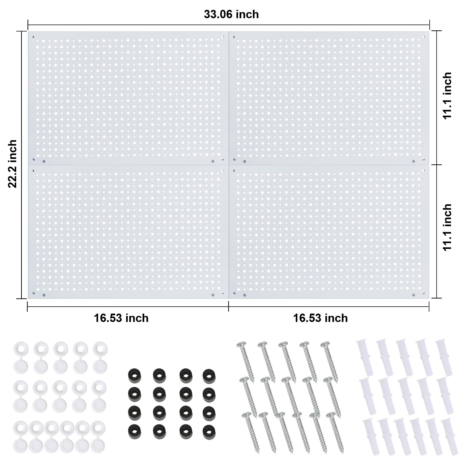 Peg Board,Steel Organization Panels, Ideal for Garage Tool Storage, Office Organization, Craft Room, Kitchen,Pack of 4 (Black, 4-12X12)