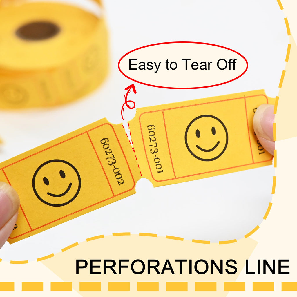 L LIKED 500 Raffle Tickets, Smile,Bule(6 Color Selection), Single Roll, Ticket for Events, Entry, Class Reward, Raffle & Prizes