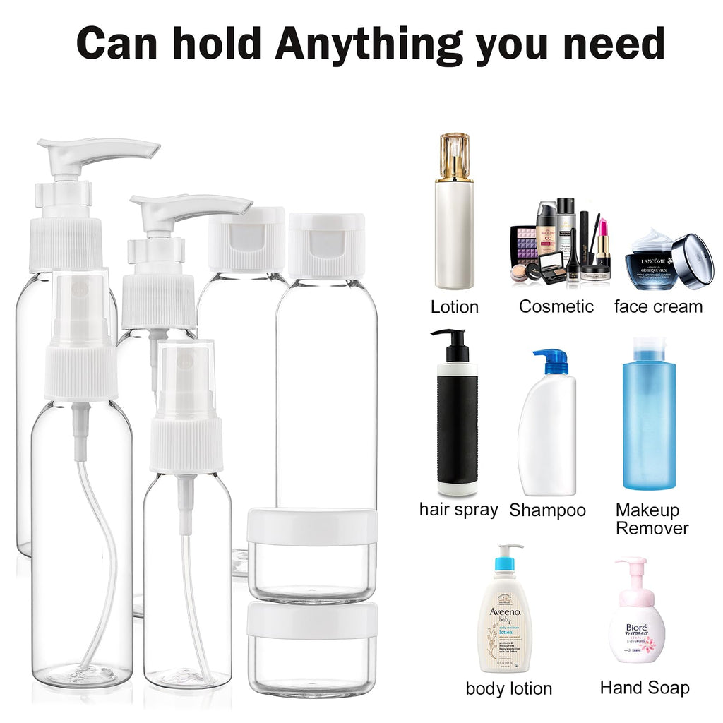 Cosywell Travel Size Bottles for Toiletries 13 Pack 2oz TSA Approved Toiletry Bottles Leak Proof Travel Kit for Women Men TSA Clear Toiletry Bag Shampoo Lotion Skincare Cosmetic Container