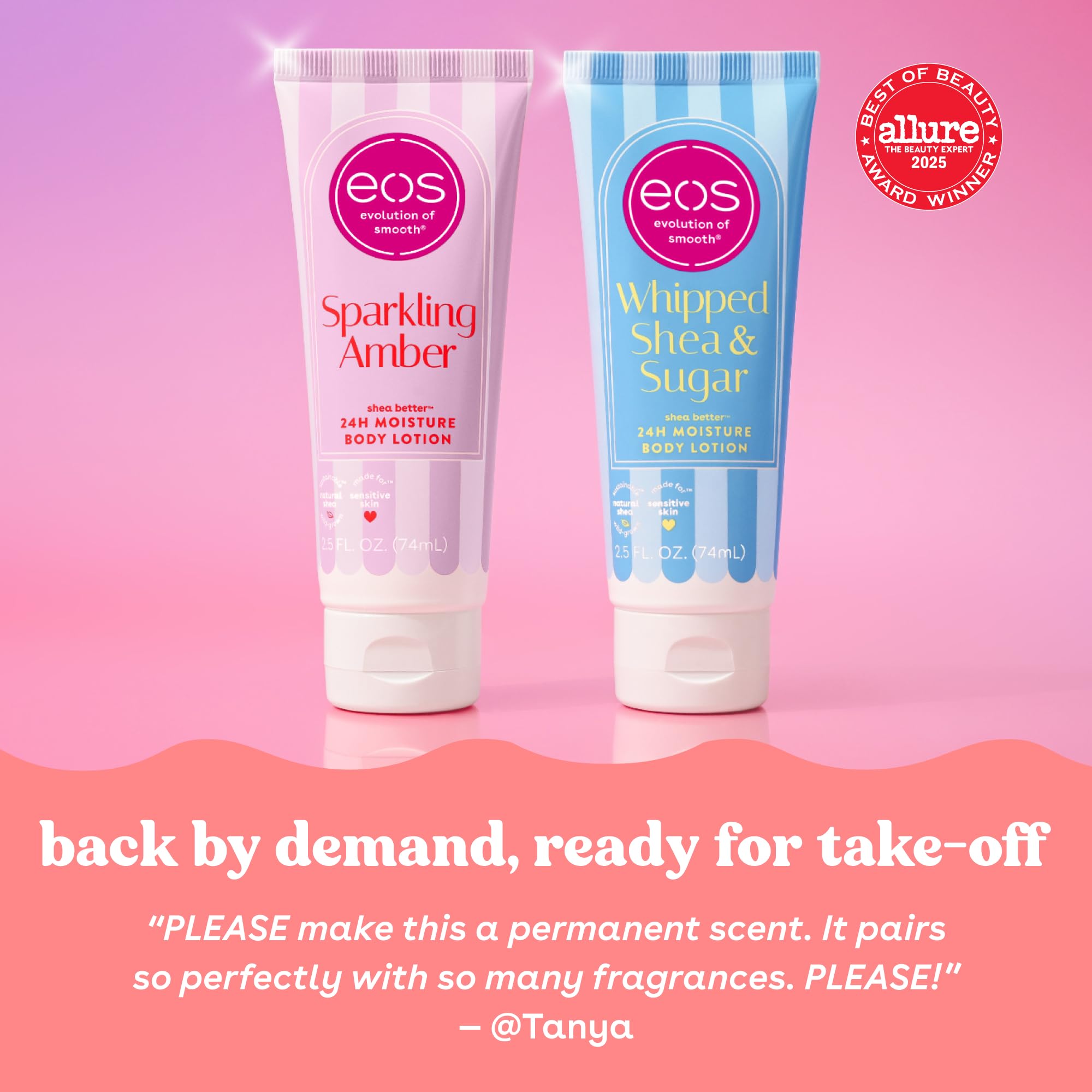 eos 24H Moisture Travel Body Lotion- Fresh & Cozy, Travel Size Essential, Toiletries, Mini Body Lotion, 2.5 fl oz