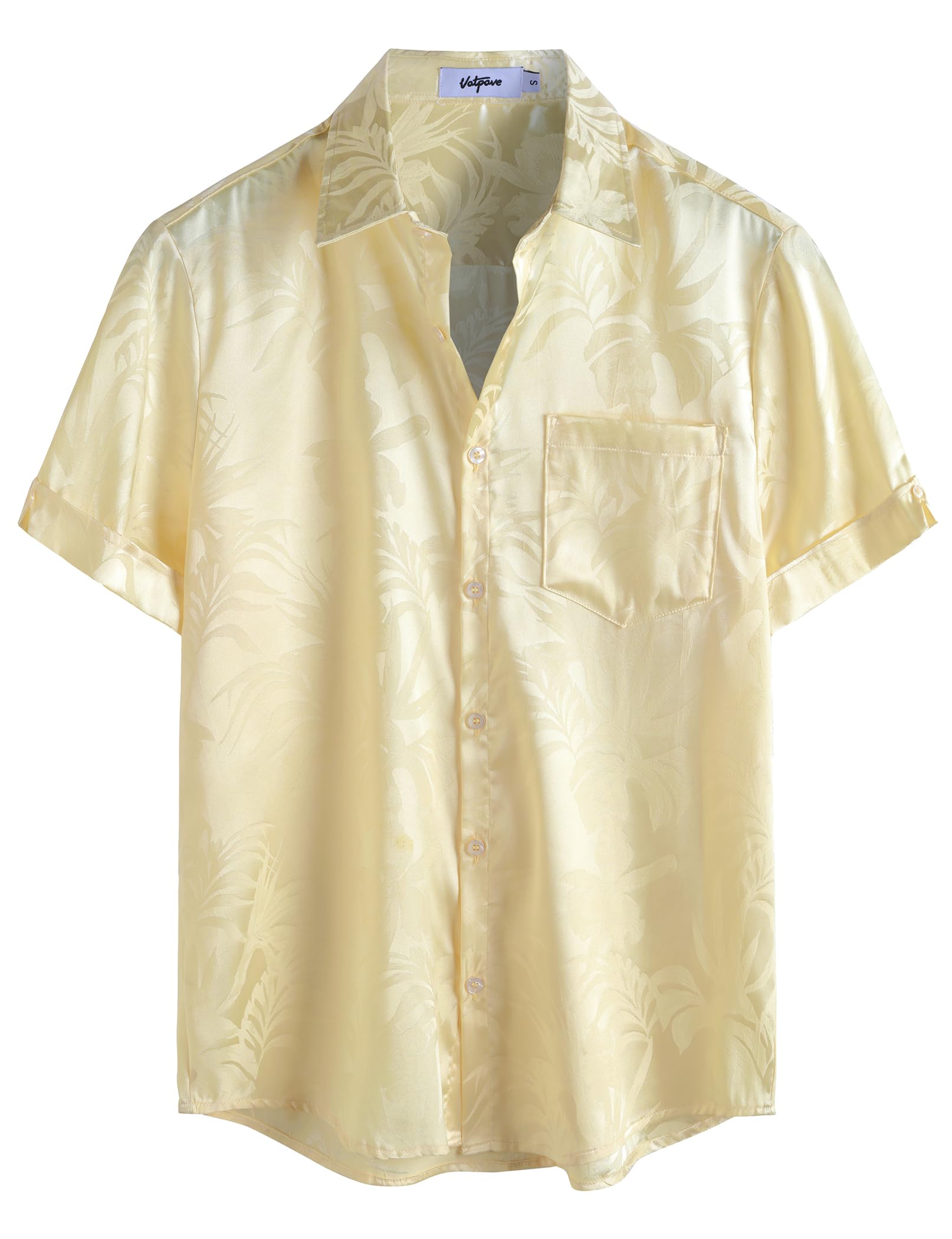 VATPAVE Mens Summer Jacquard Regular Fit Shirts Casual Button Down Short Sleeve Beach Tops with Pocket