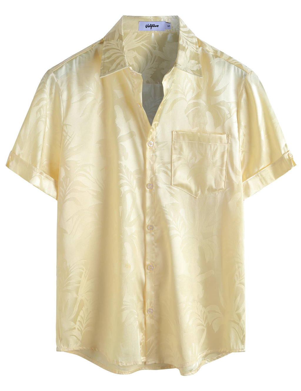 VATPAVE Mens Summer Jacquard Regular Fit Shirts Casual Button Down Short Sleeve Beach Tops with Pocket