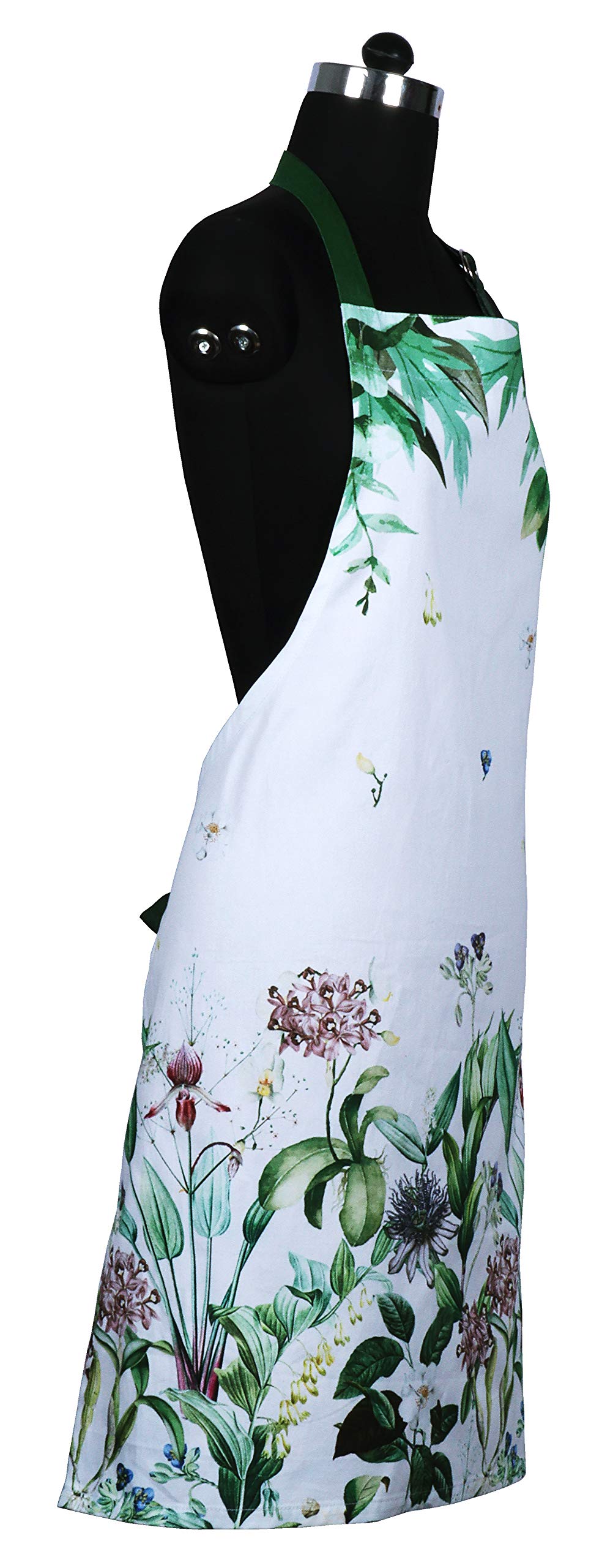 AMOUR INFINI Cotton Aprons for Women with Pocket, Adjustable Strap & Waist Ties - Washable Aprons for Baking, Cooking, Gardening (27.5 x 33 Inches - Blooming Floral)