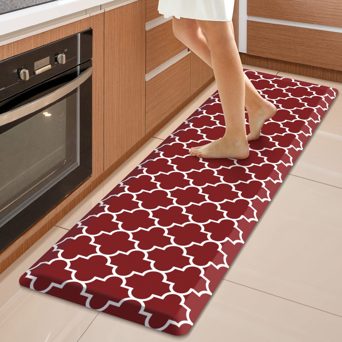 WISELIFE Anti-Fatigue Cushioned Kitchen Mat / Rug ,17.3"x 28",Non Slip Heavy Duty PVC Ergonomic Waterproof Comfort Rugs for Floor Home, Office, Sink, Laundry,Black