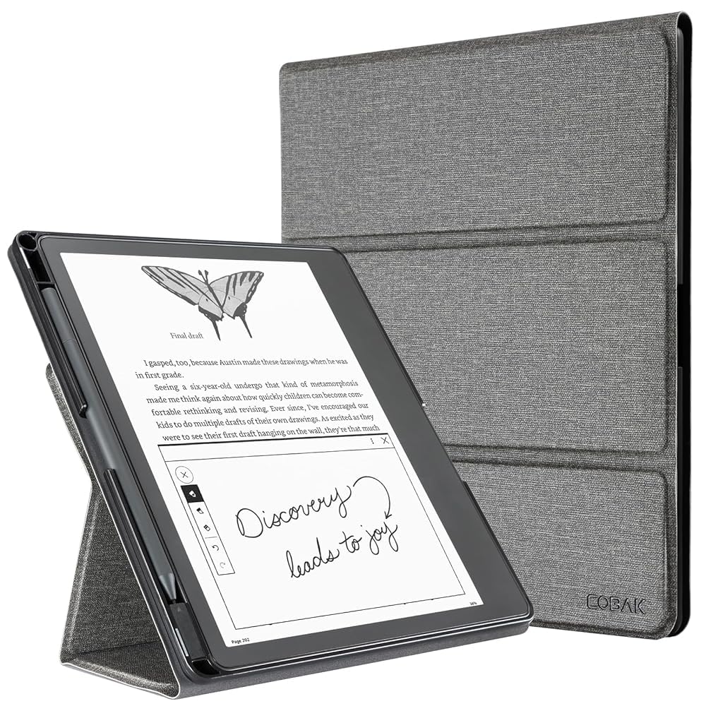 CoBak Stand Case for Kindle Scribe - Premium Folio Leather Cover with Pen Holder, Auto Sleep/Wake - Compatible with 10.2 Inch Kindle Scribe (2022/2024 Release)