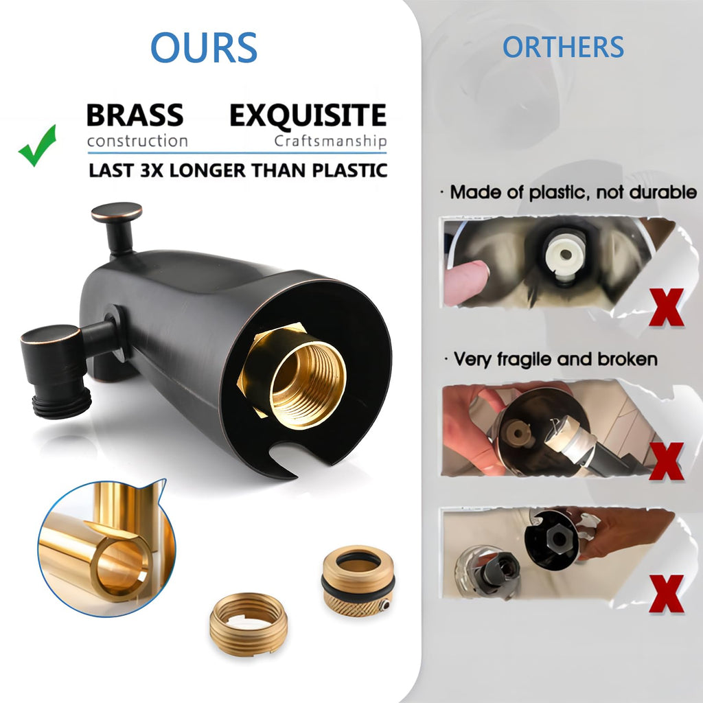 PROOX All Metal Tub Spout with Diverter, 6 Settings Hand held Shower with ON/Off Pause Switch, Bathtub Faucet with Sprayer Brushed Nickel
