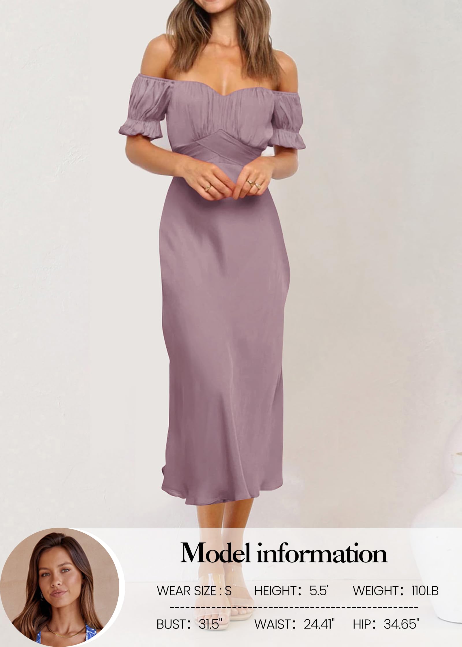 KIRUNDO Women's 2026 Spring Summer Satin Wedding Guest Midi Dress Off The Shoulder Wrap Party Cocktail Formal Prom Dresses