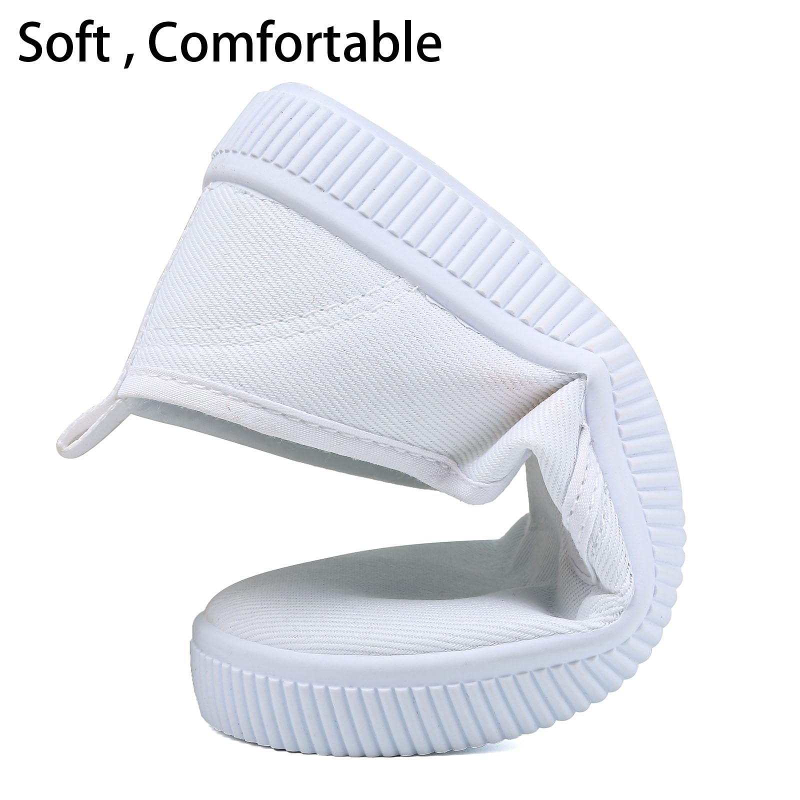 Boy's Girl's Kids White Canvas Shoes for Kids Slip-On Lightweight Sneakers Casual Skin-Friendly Walking Running Shoes(Toddler/Little Kids/Big Kids)