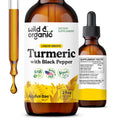 Wild & Organic Turmeric Curcumin Supplement with Black Pepper - Movement & Immune Support - Liquid Turmeric Curcumin with Black Pepper - Add to Tea Drops - Vegan, Sugar & Alcohol-Free Tincture - 2 oz