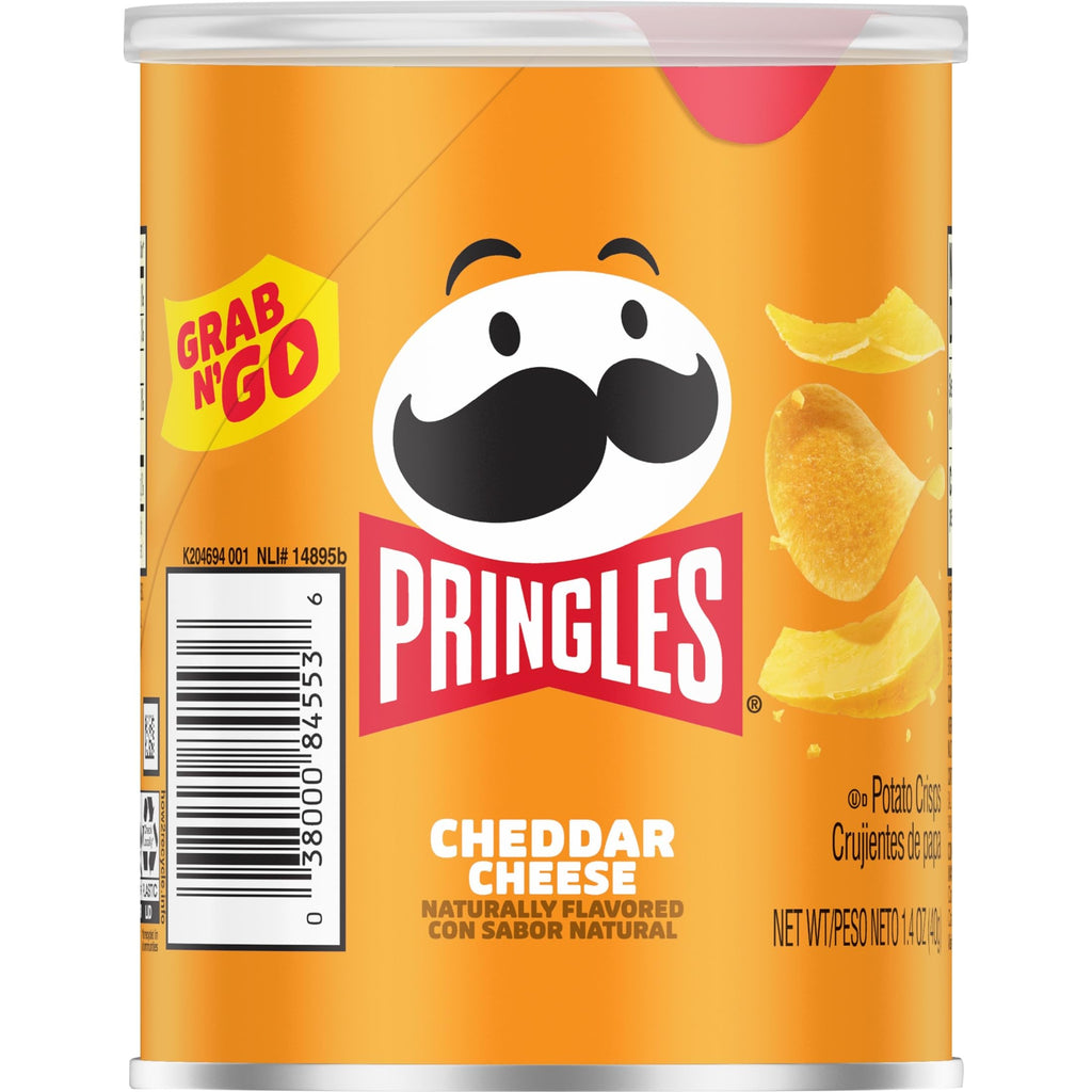 Pringles, Crisps, Lunch Snacks, Office and Kids Snacks, Grab N' Go, Cheddar Cheese (12 Cans)