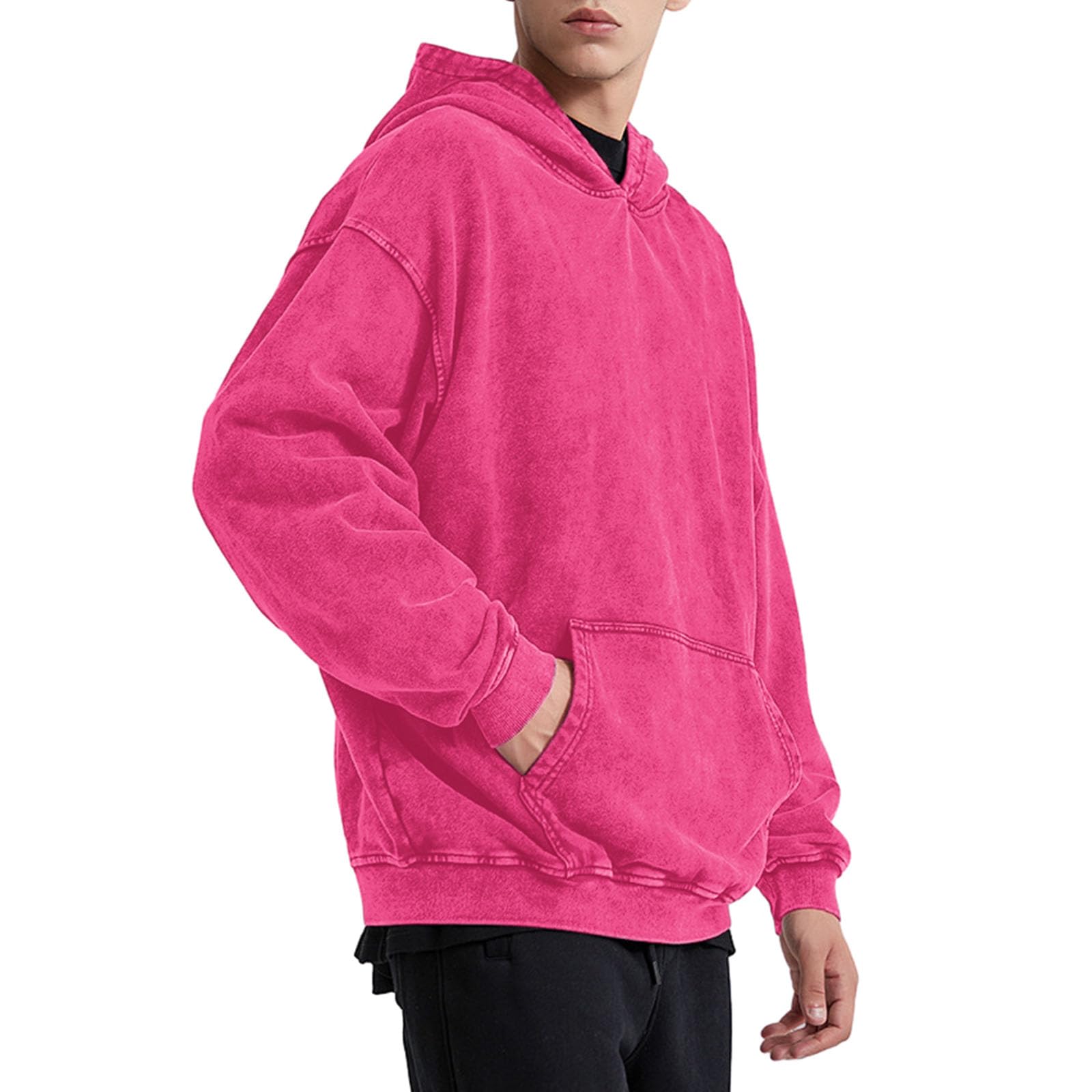 Bobeutou Oversized Hoodie Men Vintage Cotton Casual Hooded Sweatshirt Trendy Baggy Basic Hoodies Retro Pullover Streetwear