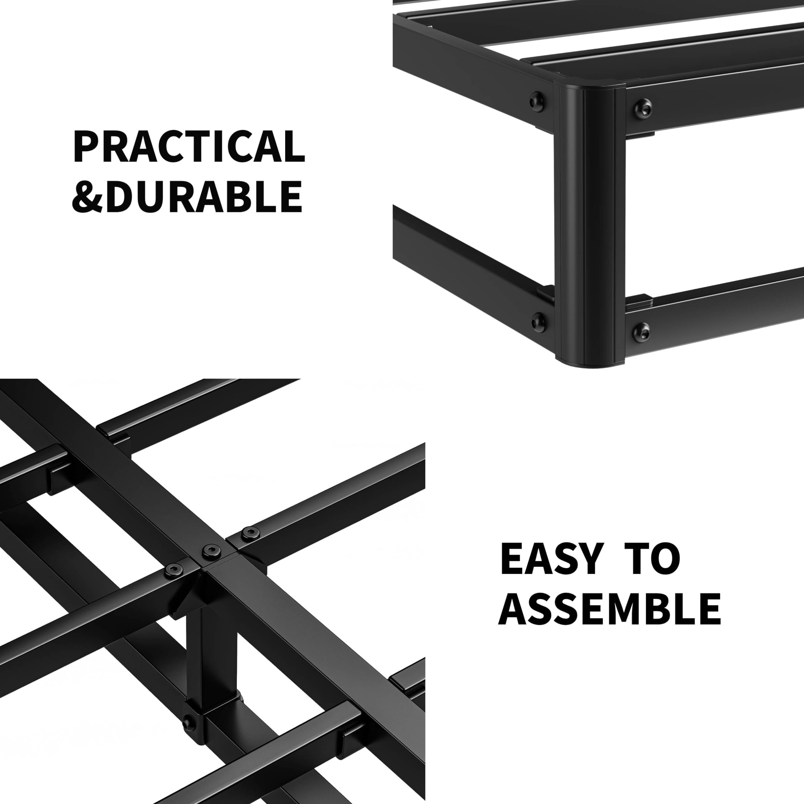 HUEIIS Box Spring Twin Size, 7 Inch Low Profile Metal Frame Mattress Foundation, 3000 lbs Heavy Duty Boxspring with Fabric Cover, Easy Assembly, Noise Free, Non-Slip