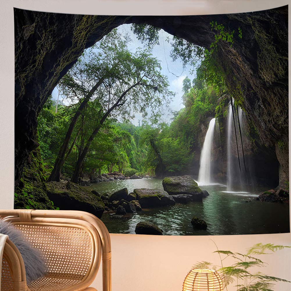 Llamazing Forest Landscape Home Decor - Living Room & Bedroom Magic Tapestry (Sunlight&Creek, 60''L51''W)