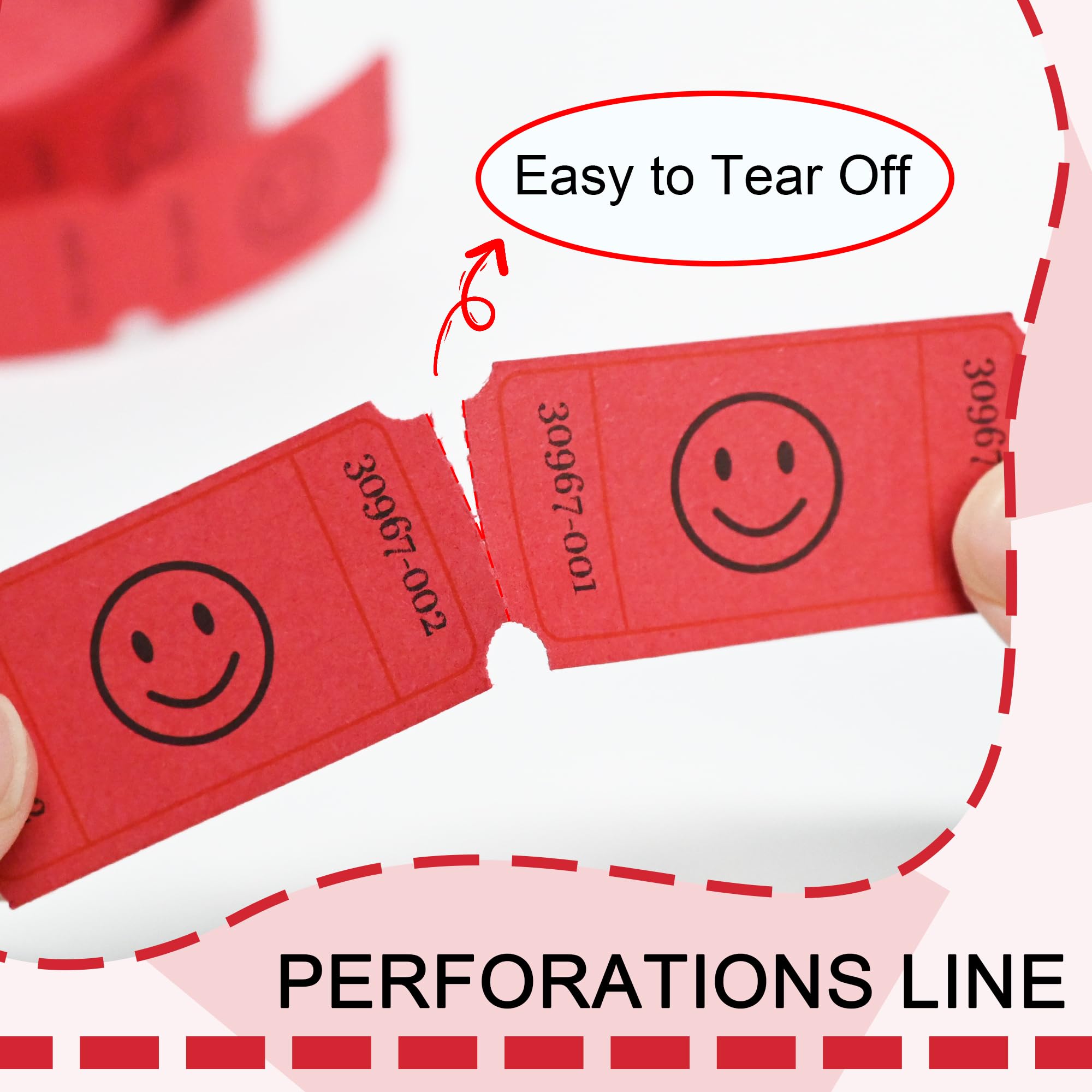 L LIKED 500 Raffle Tickets, Smile,Bule(6 Color Selection), Single Roll, Ticket for Events, Entry, Class Reward, Raffle & Prizes