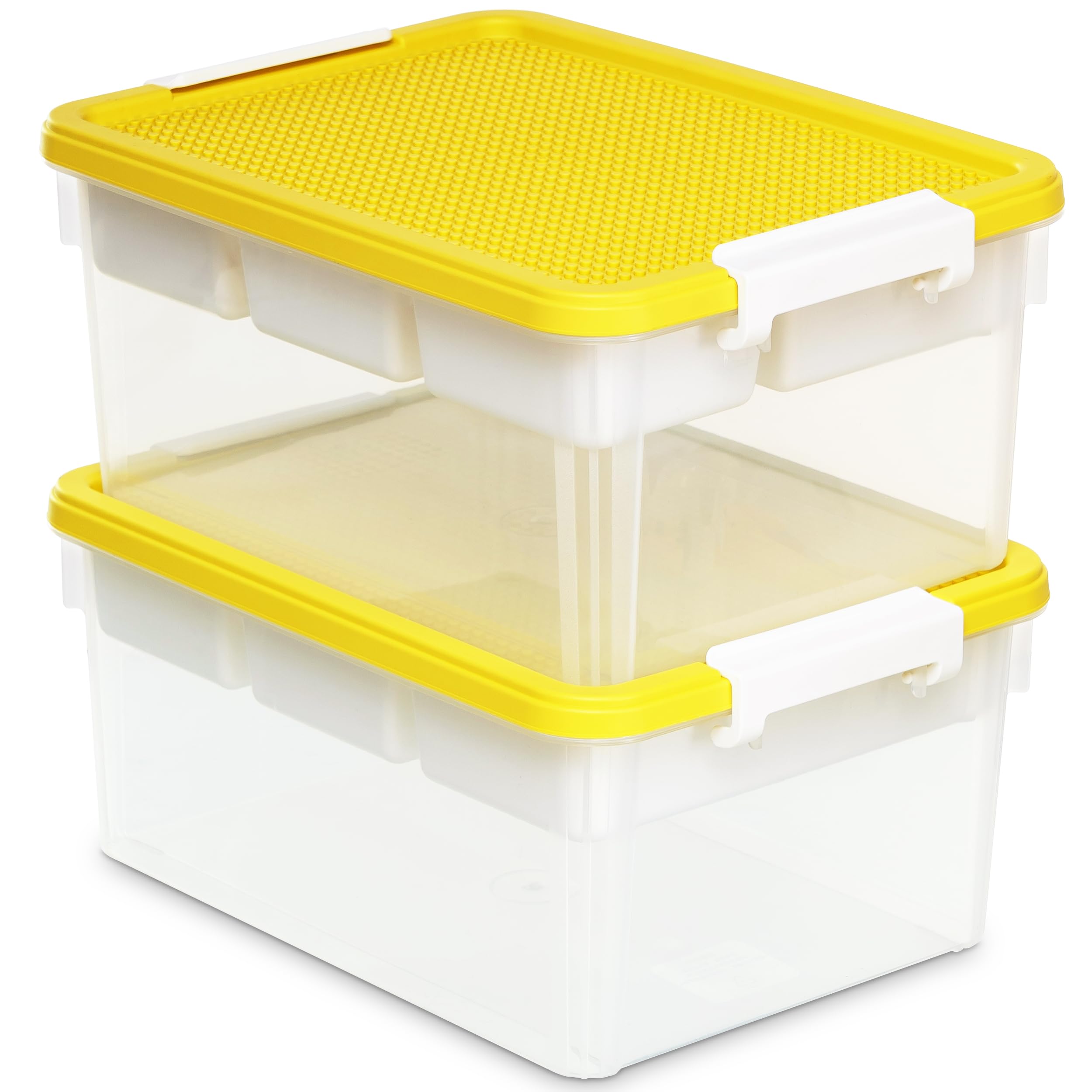 Citylife 17 QT Plastic Storage Box with Building Baseplate Lid and Removable Tray Craft Organizers and Storage Clear Storage Container for Organizing Bead, Tool, Sewing