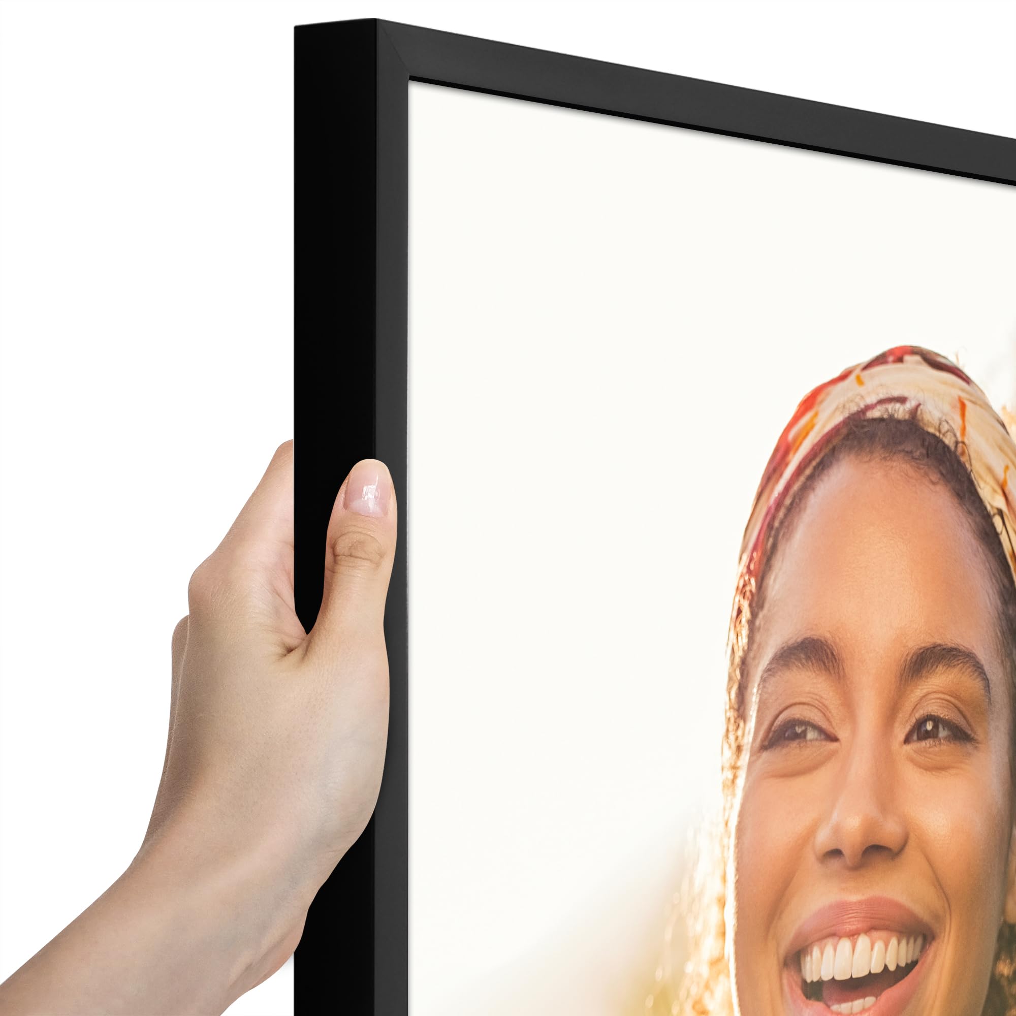 Americanflat 5x7 Picture Frame with Shatter-Resistant Glass - Soho Collection - Gallery Style Deep Molding Picture Frames for Tabletop and Wall Display - Black