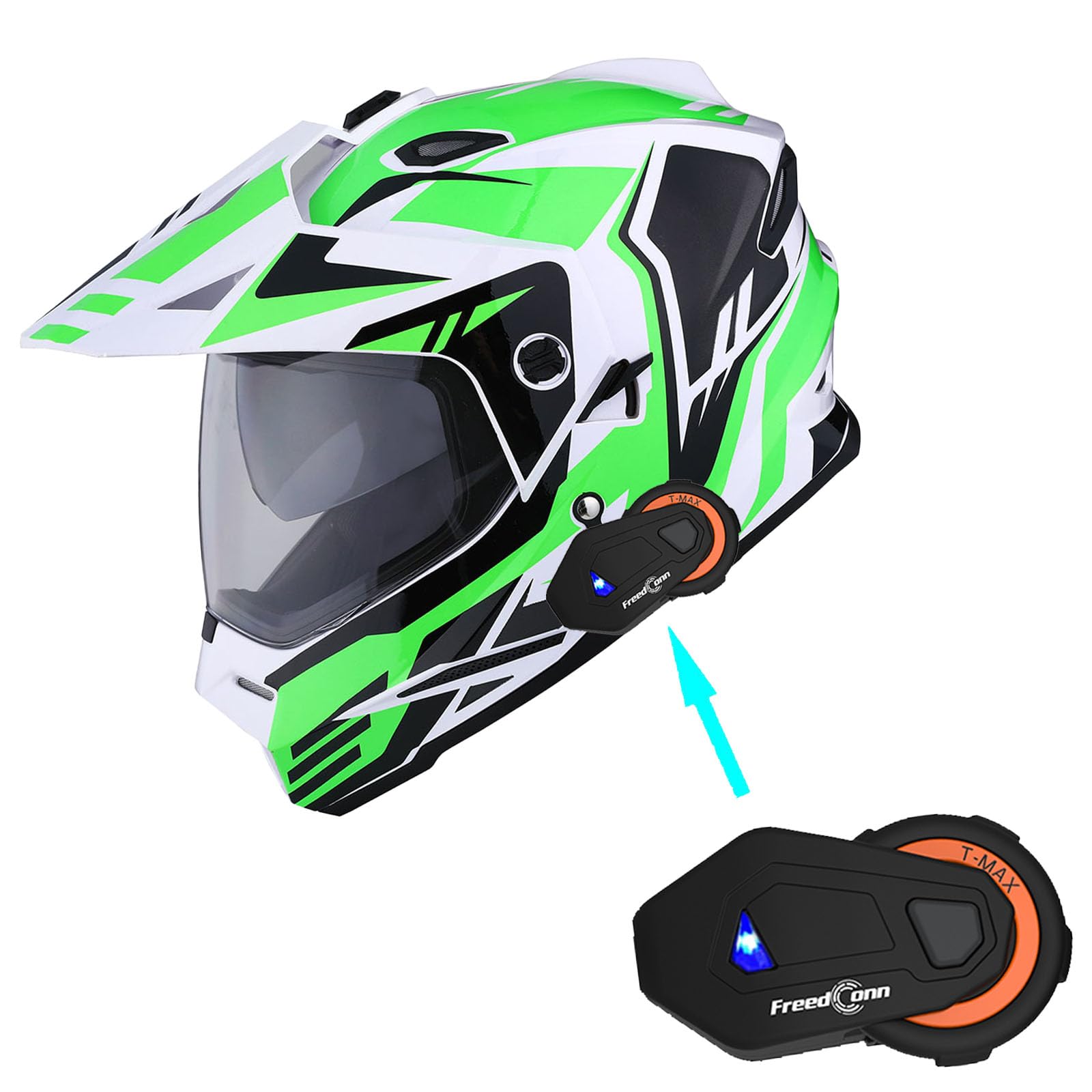 1Storm Dual Sport Motorcycle Motocross Off Road Full Face Helmet Dual Visor: HF802