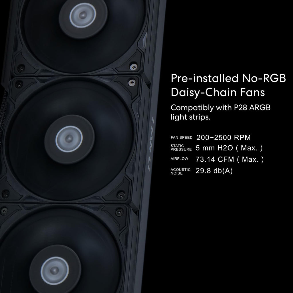 Lian Li Hydroshift LCD 360 Liquid Cooler - Flexible Side-Mounted Coolant Pathway, 2.88” LCD Screen - 480 x 480 Res. - Captured Screenshots or Recorded Videos - Fits Most PC Fans - Black (HSLCD36NB)