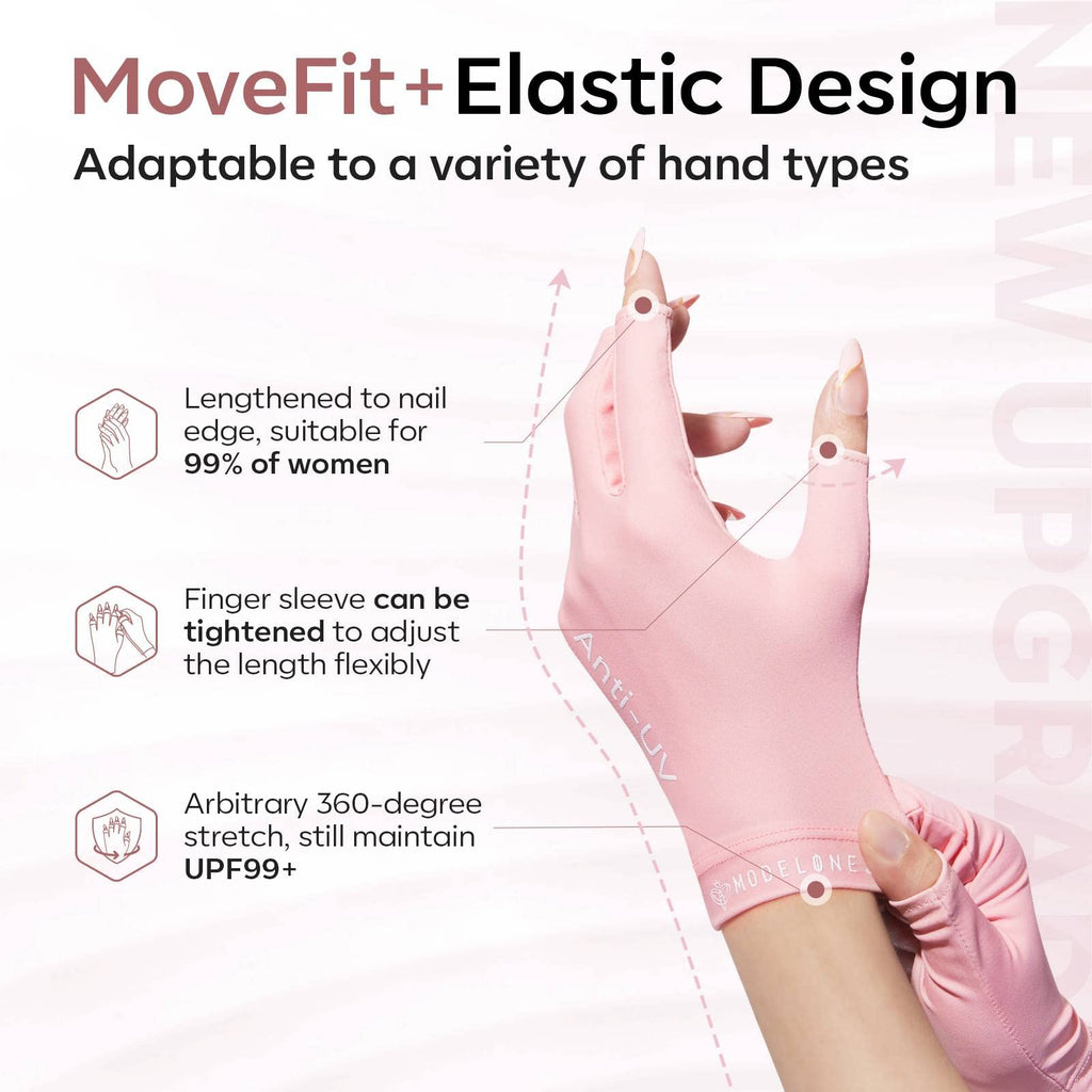 modelones UV Gloves for Gel Manicures, Professional UPF99+ Anti UV Protection Gloves for Gel Nail Lamp (Black)
