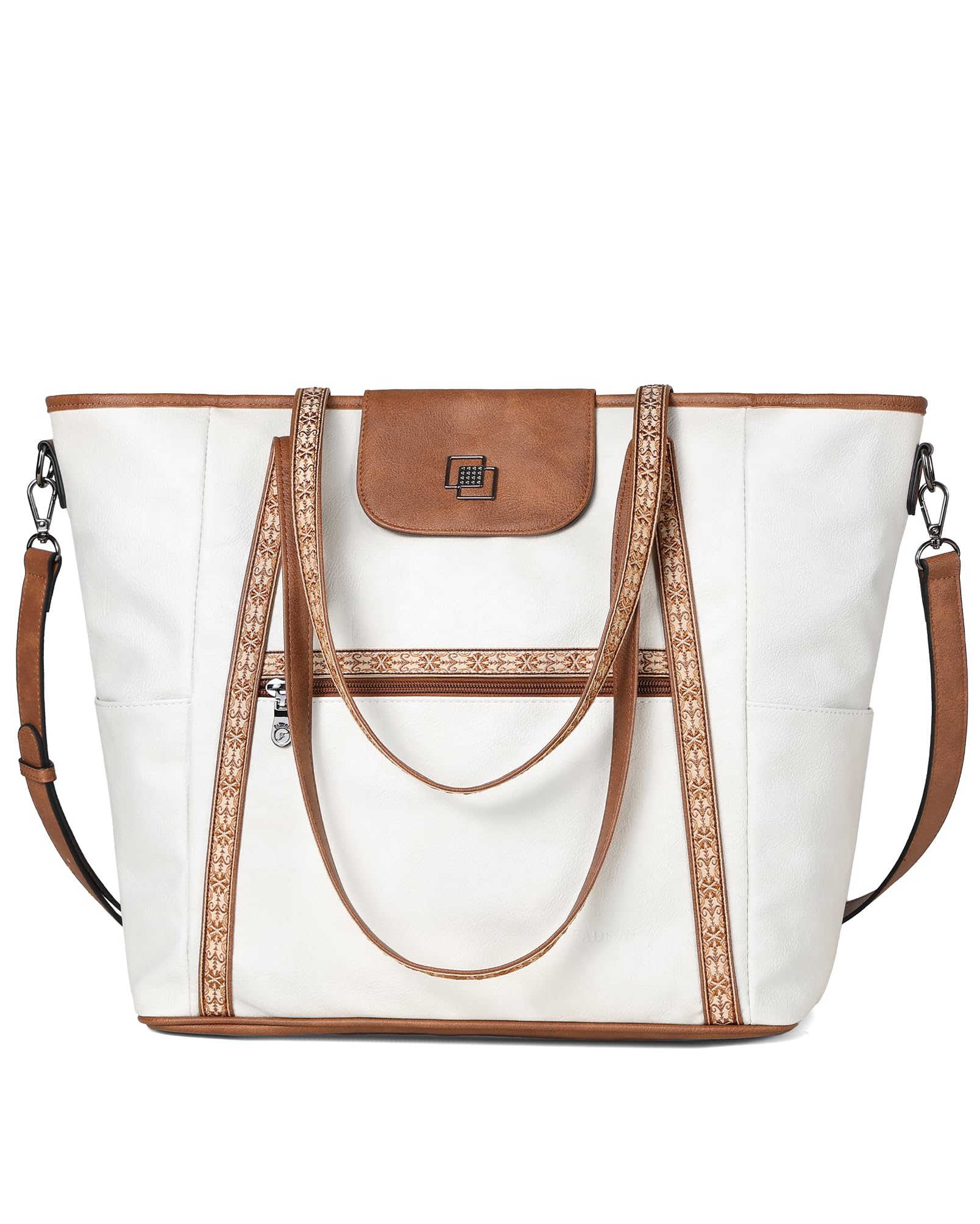 FADEON Large Laptop Tote Bag for Women Designer Leather Laptop Bag Fashion Travel Backpack Purse Shoulder Handbag