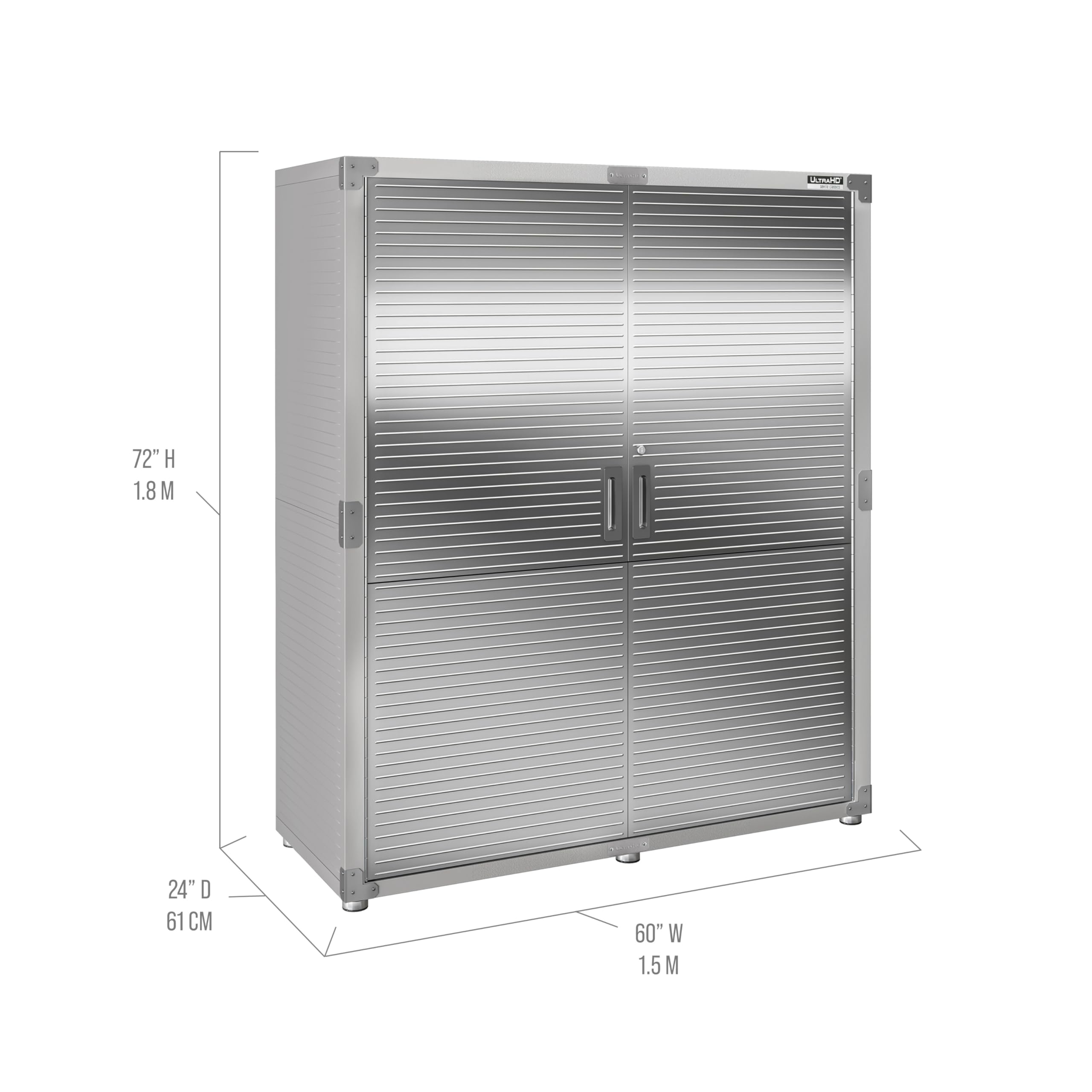 Seville Classics UltraHD Solid Steel Lockable Metal Storage Cabinet Locker Organizer, w/Adjustable Shelves for Garage, Warehouse, Office, Classroom, Granite, 30" W x 18" D x 72" H