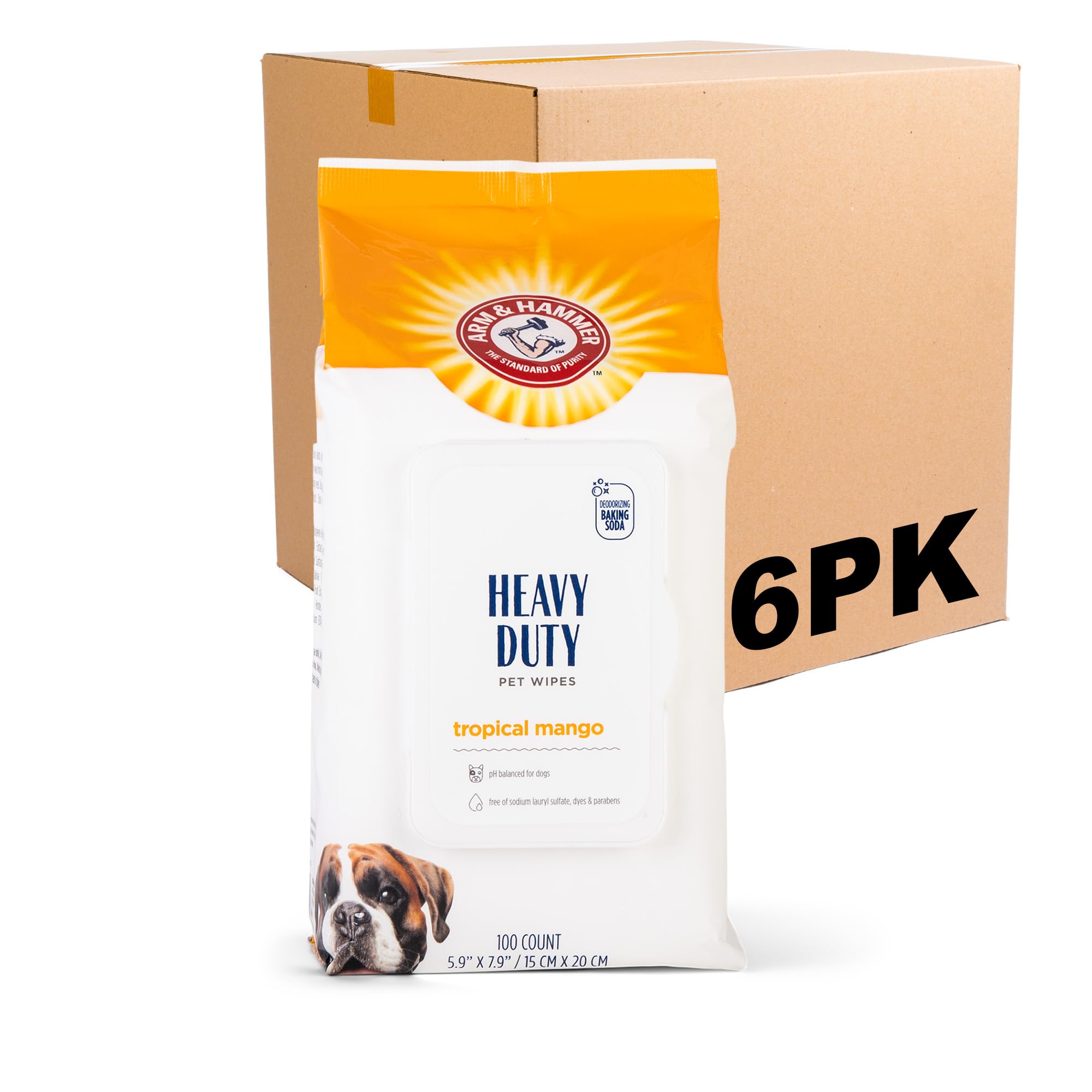 Arm and Hammer for Pets Heavy Duty Multipurpose Dog Bath Wipes, Mango Scent, Travel Size - All Purpose Wipes That Remove Odor and Refresh Dog Coat Between Baths, 30 Count