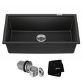 KRAUS Quarza 31-inch Undermount Single Bowl Granite Kitchen Sink in Black Onyx, KGU-413B