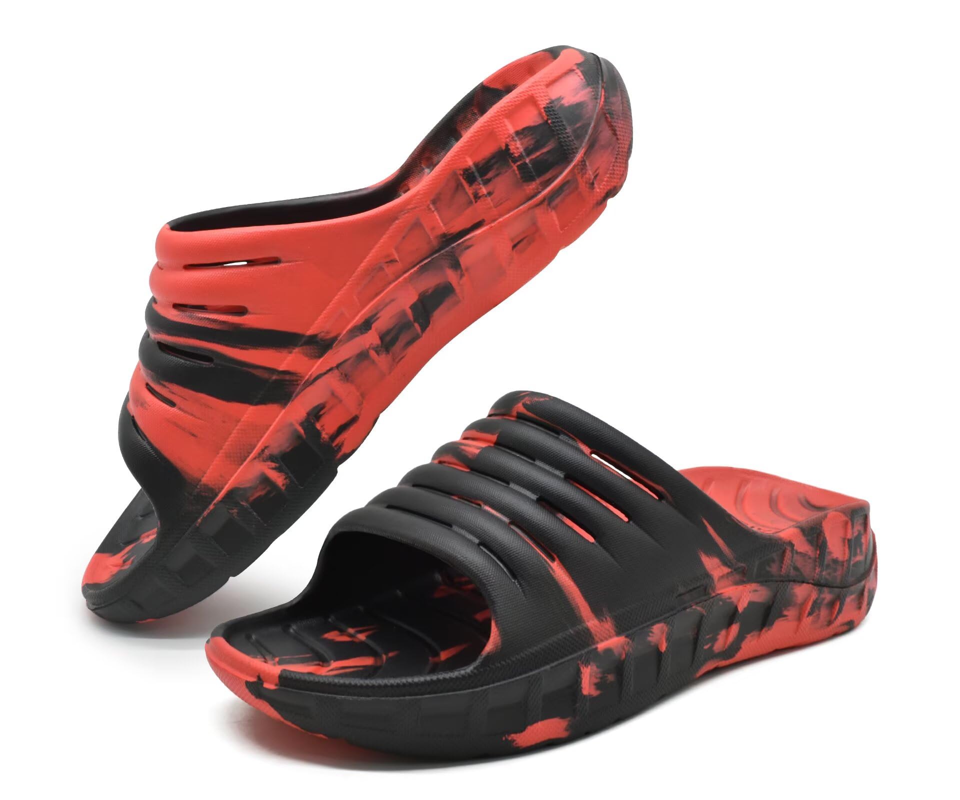 GPOS Mens Sport Recovery Sandals Plantar Fasciitis Thick Cushion Slides Sandals Lightweight Comfort Orthotic Slippers