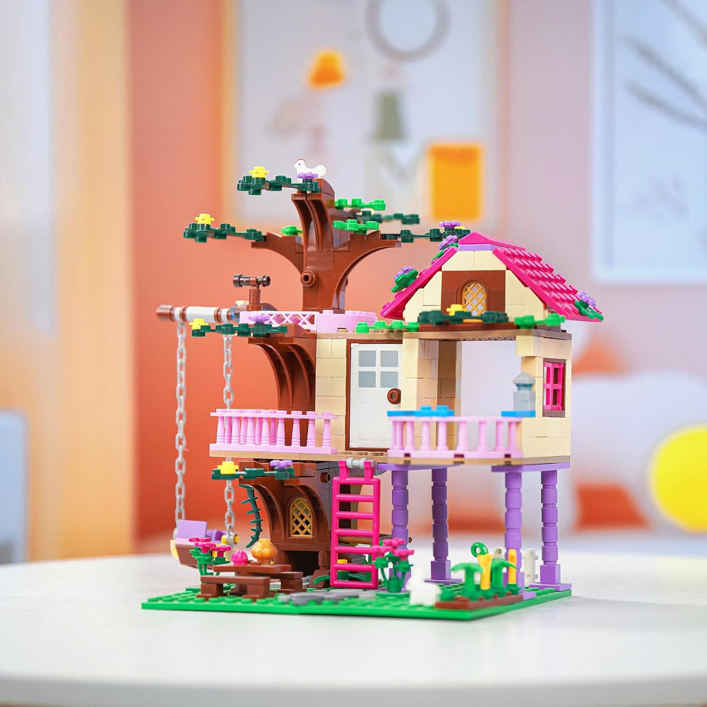 HSANHE Tree House Building Set Compatible with Friends, 504 PCS Forest House Building Kit Birthday Gift for Kids Girls Boys Age 6-12 Years（7652）