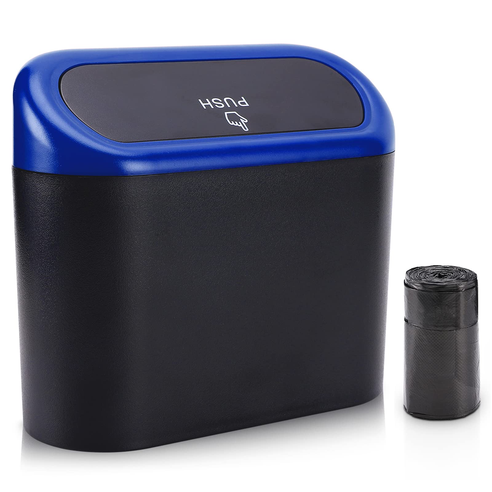 Accmor Car Trash Can with Lid, Mini Auto Dustbin Garbage Organizer with 30 Pcs Plastic Trash Bag, Automotive Garbage Container Bin for Vehicle, Home, Office
