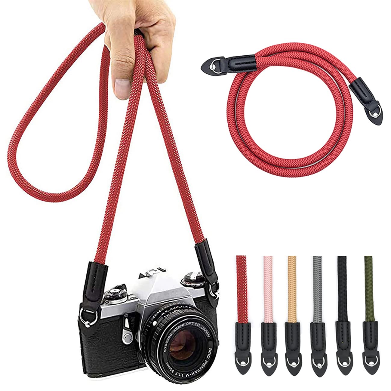 Camera Strap Vintage 100cm Nylon Climbing Rope Camera Neck Shoulder Strap for Micro Single and DSLR Camera.(Black)