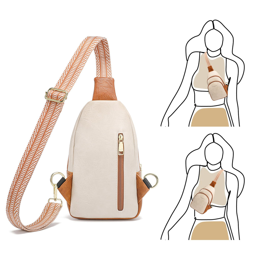 INICAT Small Crossbody Sling Bags Faux Leather Fanny Packs Purses for Women Everyday & Travel